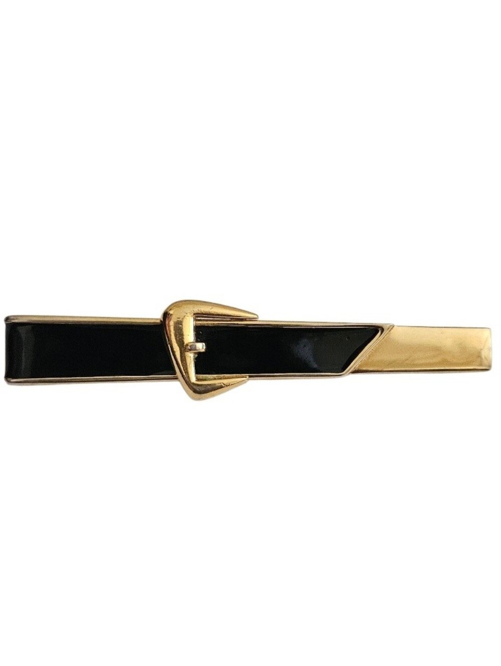 Vintage 80s Monet Gold and Black Enamel Belt-Style Brooch/ Pin